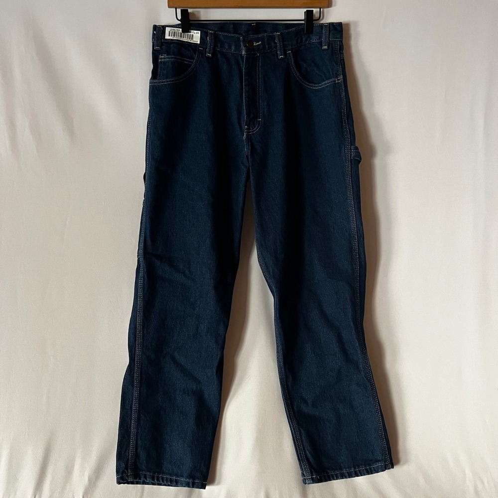 WearGuard Mens Utility Workwear Jeans 34x30 Dark Blue Denim Straight Leg Durable